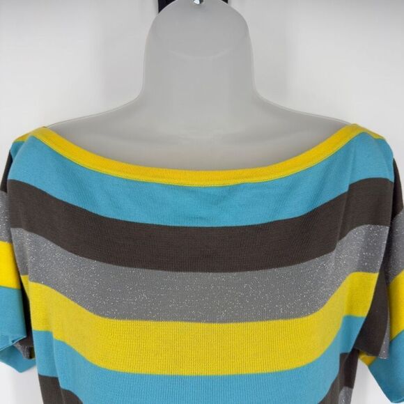 Missoni Signature Striped Knit Mini Dress Sheer Shredded Back US 8 Festival Club - Picture 4 of 10